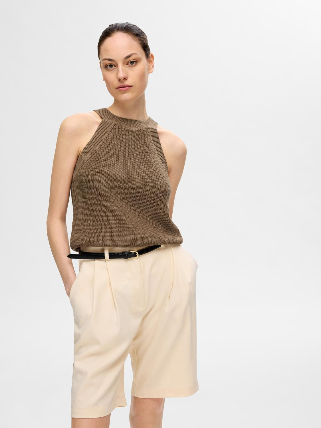 Vinna strikket Topp  - Brun/ Coca Mocha